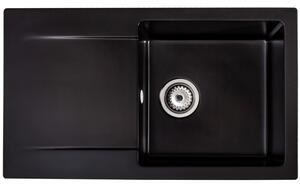 SINK Quality Chiuveta Quality Ferrum, chiuveta granit bucatarie 770x450x190 mm + sifon, negru, SKQ-FER.C.1KDO.X