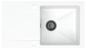 SINK Quality Chiuveta Quality Ferrum, chiuveta granit bucatarie 770x450x190 mm + sifon negru, alb, SKQ-FER.W.1KDO.XB