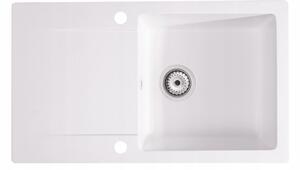 SINK Quality Chiuveta Quality Ferrum, chiuveta granit bucatarie 770x450x190 mm + sifon, alb, SKQ-FER.W.1KDO.X