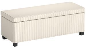 HOMCOM Bancă de Depozitare de 84L, din Țesătură cu Efect de Catifea și Oțel, 112x42x40 cm, Bej | Aosom Romania