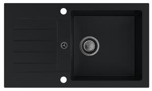 SINK Quality Chiuveta Quality Natalie, chiuveta granit bucatarie 770x450x170 mm + sifon negru, negru, SKQ-NAT.C.1KDO.XB