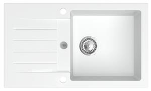 SINK Quality Chiuveta Quality Natalie, chiuveta granit bucatarie 770x450x170 mm + sifon crom, alb, SKQ-NAT.W.1KDO.X