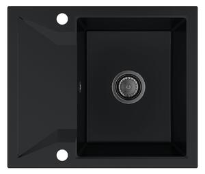 SINK Quality Chiuveta Quality Obsidian, chiuveta granit bucatarie 590x500x210 mm + sifon negru, negru, SKQ-OBS.C.1KKO.XB