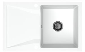 SINK Quality Chiuveta Quality Obsidian, chiuveta granit bucatarie 790x500x210 mm + sifon negru, alb, SKQ-OBS.W.1KDO.XB