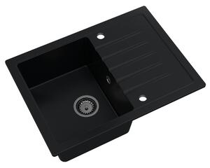 SINK Quality Chiuveta Quality Titanite, chiuveta granit bucatarie 680x495x215 mm + sifon negru, negru, SKQ-TIT.C.1KKO.XB