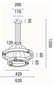 Lustră LED pe cablu LED/62W/230V 3000K 62x120 cm