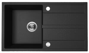 Kuchinox Viti, chiuveta granit cu 1 compartiment 760x440x175 mm + sifon, negru patat, LAV-SBX_711Y