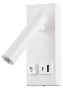 Spot LED de perete cu USB LED/2W/230V alb