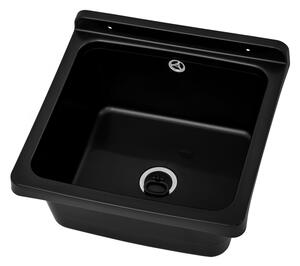 Gamma Riva, chiuveta universala din plastic 40x38x22,8 cm + sifon, 1 camera, negru, GMA-KGR40-BK