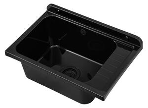 Gamma Selva, chiuveta universala din plastic 58x38x26,7 cm + sifon, 1 camera, negru, GMA-KGS58-BK
