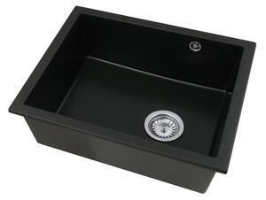 Gamma Decor 5040, chiuvetă granit cu 1 compartiment 560x460x180 mm, negru cu puncte aurii, GMA-ZLE000180
