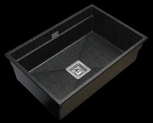 Gamma Decor 7050, chiuvetă granit cu 1 compartiment 700x470x220 mm, negru cu puncte aurii, GMA-ZLE000108