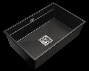 Gamma Decor 7050, chiuvetă granit cu 1 compartiment 700x470x220 mm, negru, GMA-ZLE000107