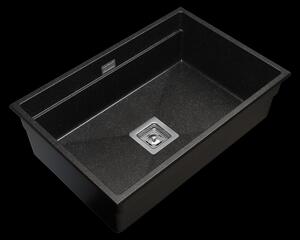 Gamma Decor 7050, chiuvetă granit cu 1 compartiment 700x470x220 mm, negru cu patate, GMA-ZLE000105