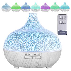 Difuzor și vaporizator de aromă cu model și efect de flacără - Lemn închis la culoare