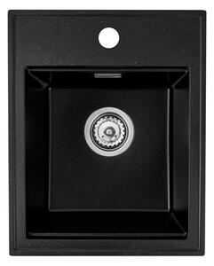 Gamma Modern 4050, chiuvetă granit cu 1 compartiment 400x500x180 mm, negru cu puncte aurii, GMA-ZM-4050-GD
