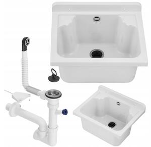 Gamma Manta mini, chiuveta universala din plastic 42,4x34,3x24,2 cm + sifon, 1 camera, alb, GMA-KGM42-WH