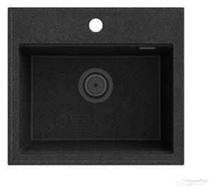 Gamma Modern 5055, chiuvetă granit cu 1 compartiment 560x500x210 mm, negru cu pete, GMA-ZM-55-BP