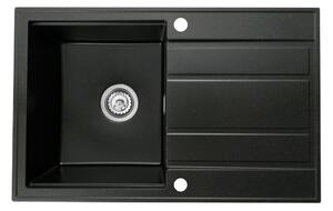 Gamma Modern 8050, chiuvetă granit cu 1 compartiment 790x500x210 mm, negru cu puncte aurii, GMA-ZM-8050-GD