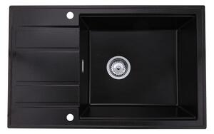 Gamma Modern 8010, chiuvetă granit cu 1 compartiment 800x500x210 mm, negru cu puncte aurii, GMA-ZM-8010-GD