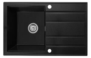 Gamma Modern 8050, chiuvetă granit cu 1 compartiment 790x500x210 mm, negru cu pete, GMA-ZM-8050-BP