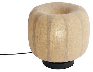 Lampă de masă Japandi neagră cu abajur bej din in 27cm - Nami