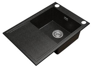Gamma Design 7050, chiuvetă granit cu 1 compartiment 700x480x205 mm, negru cu puncte aurii, GMA-ZLE000131