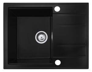 Gamma Modern 6550, chiuvetă granit cu 1 compartiment 650x500x210 mm cu scurgere scurtă, negru, GMA-ZLE000089