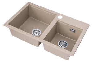 Gamma Modern 8020, chiuveta granit cu 2 compartimente 795x495x210 mm, bej, GMA-KAT00047