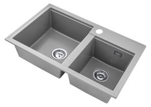 Gamma Modern 8020, chiuvetă granit cu 2 compartimente 795x495x210 mm, gri, GMA-KAT00048