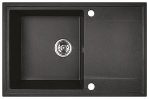 Kuchinox Hunter, chiuvetă granit cu 1 compartiment 670x440x180mm, negru, LAV-SBU_711T