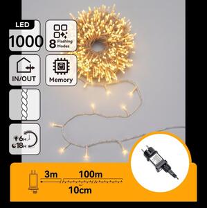 Aigostar - Ghirlandă de Crăciun LED pentru exterior 1000xLED/8 funcții 103m IP44 alb cald