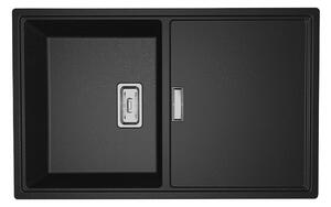 Laveo Tonga, chiuvetă granit cu 1 compartiment 800x500x190 mm, negru, LAV-SPT_711Y