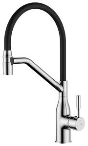 Laveo Colina, baterie chiuvetă înaltă cu gura de scurgere în formă de U, negru-crom mat, LAV-BCO_778D