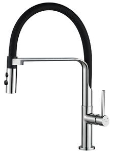 Kuchinox Siluetto, baterie chiuvetă înaltă cu braț elastic, crom-negru mat, LAV-BQU_778D
