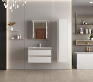 Erga Hana, bucătărie cu oglinzi și iluminare LED 60x70cm cu sertar integrat, alb, ERG-V05-HANA-6070-WH