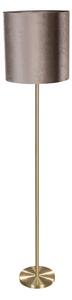Lampă de podea din alamă cu abajur de catifea gri-maroniu 50cm - Simplo
