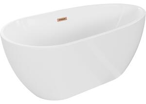Mexen Eos, cadă de sine stătătoare 150 x 75 cm, alb, preaplin cupru, 52471507500-65