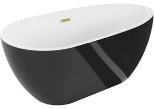 Mexen Eos, cadă de sine stătătoare 150 x 75 cm, alb-negru, preaplin auriu mat, 52471507575-55