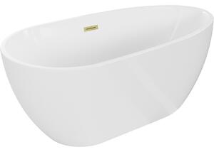 Mexen Eos, cadă de sine stătătoare 150 x 75 cm, alb, preaplin auriu mat, 52471507500-55