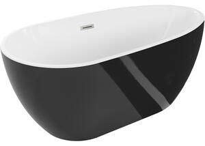 Mexen Eos, cadă de sine stătătoare 150 x 75 cm, alb-negru, preaplin din oțel periat, 52471507575-97