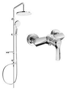 Set de duș Mexen Erik cu duș cu efect de ploaie și robinet de duș Sabre, crom, 72140205-00