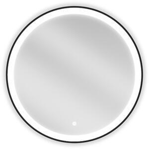 Oglinda de baie rotunda cu iluminare din spate LED Mexen Esso 70cm 6000K Pad de incalzire anti-ceata Cadru negru 9825-070-070-611-70