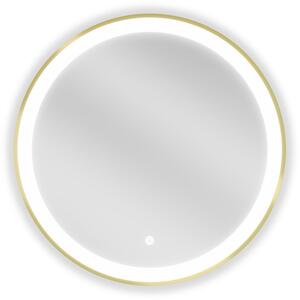 Mexen Esso Oglinda de baie rotunda cu iluminare din spate LED 60cm 6000K Pad de incalzire anti-ceata Rama aurie 9825-060-060-611-50