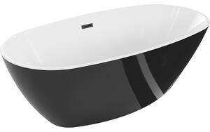 Mexen Eris, cadă de sine stătătoare 155 x 80 cm, alb-negru, preaplin negru mat, 53441558075-70