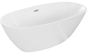 Mexen Eris, cadă de sine stătătoare 180 x 95 cm, alb, oțel periat, 53441809500-97