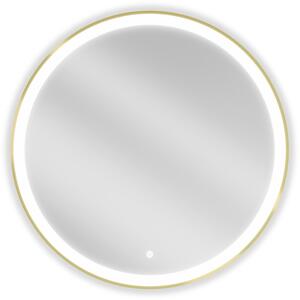 Mexen Esso Oglinda de baie rotunda cu iluminare din spate LED 80cm 6000K Pad de incalzire anti-ceata Rama aurie 9825-080-080-611-50