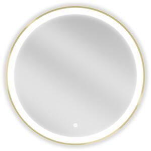 Mexen Esso Oglinda de baie rotunda cu iluminare din spate LED 70cm 6000K Pad de incalzire anti-ceata Rama aurie 9825-070-070-611-50