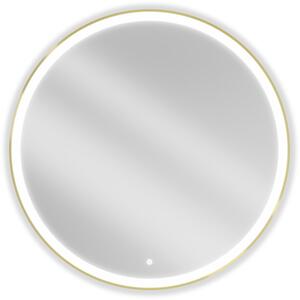 Mexen Esso Oglinda de baie rotunda cu iluminare din spate LED 100cm 6000K Pad de incalzire anti-ceata Rama aurie 9825-100-100-611-50