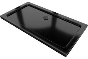 Cadă de duș Mexen Flat, acrilic 140x70x5 cm SLIM, negru, sifon negru, 40707014B